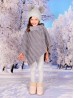 Kids Soft Faux Fur Poncho W/  Weave Pattern and Faux Fur Neckline (3-7 Years Old) 